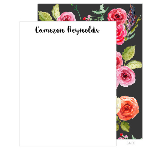 Charcoal Floral Bunch Flat Note Cards